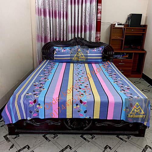 AC HOME TEX King Size Bed sheet With Two Pillow Covers