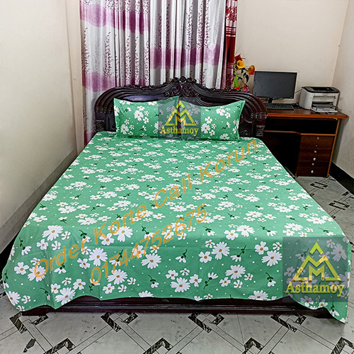 AC HOME TEX King Size Bed sheet With Two Pillow Covers