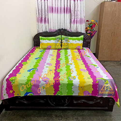 AC HOME TEX King Size Bed sheet With Two Pillow Covers