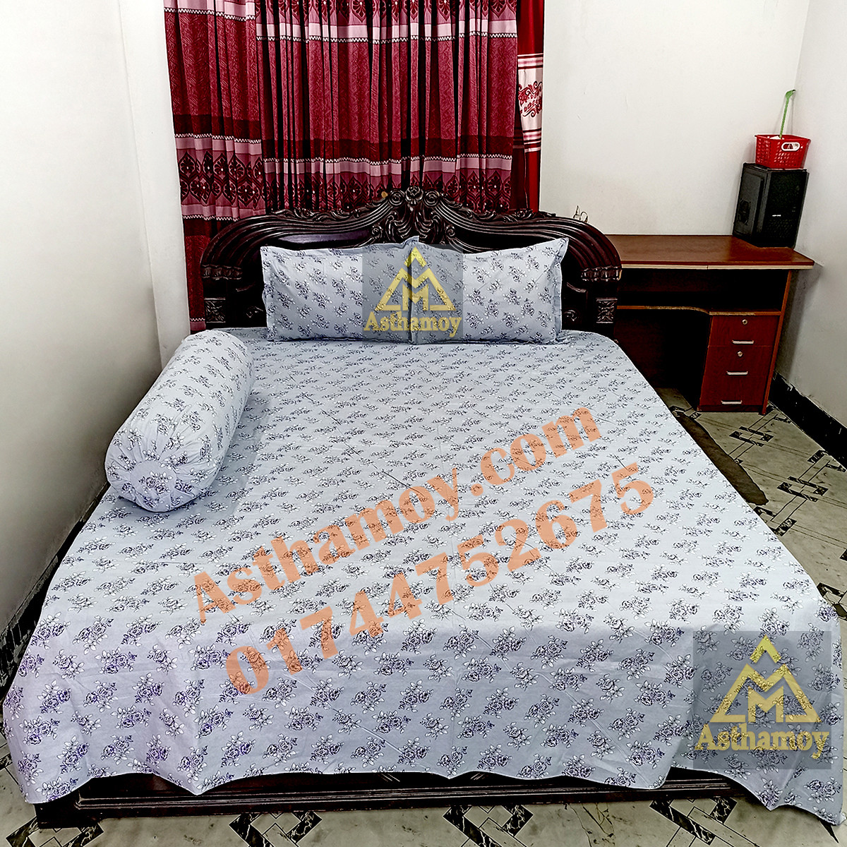 AC HOME TEX King Size Bed sheet With Two Pillow Covers